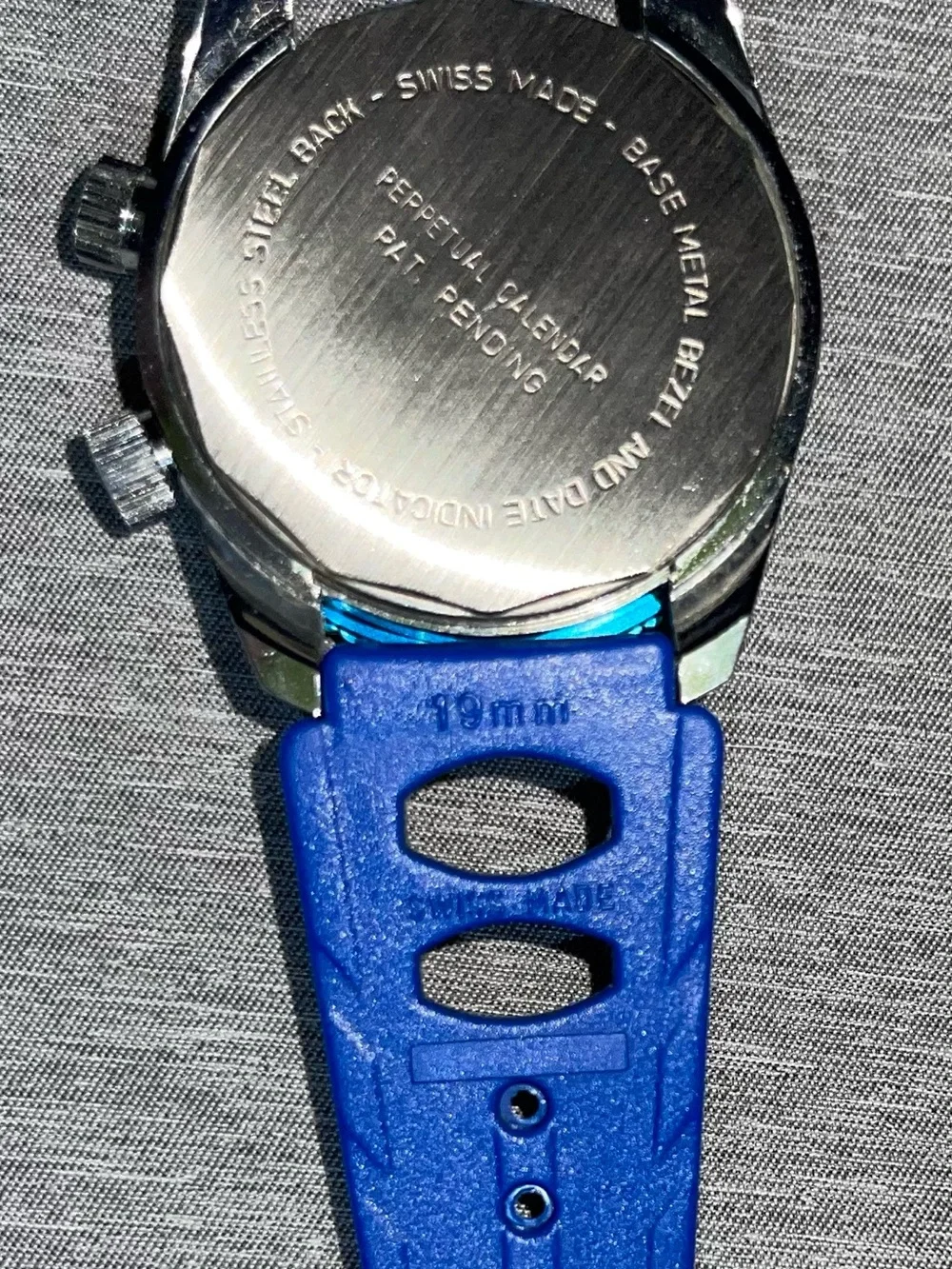 Vintage 1970 Endura PermaDate Calendar Watch Blue NOS Working W Box, Paper & Pad